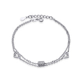 Bratara Argint 925 Doua inimioare cu pietre si lant dublu